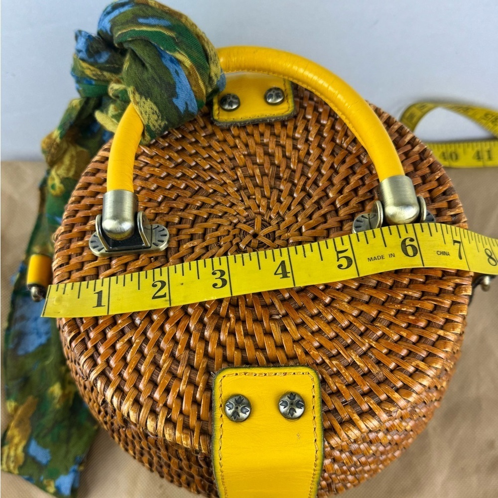Patricia Nash 10th Anniversary Rare Yellow Wicker Basket Mirror Crossbody Purse. - Picture 16 of 16